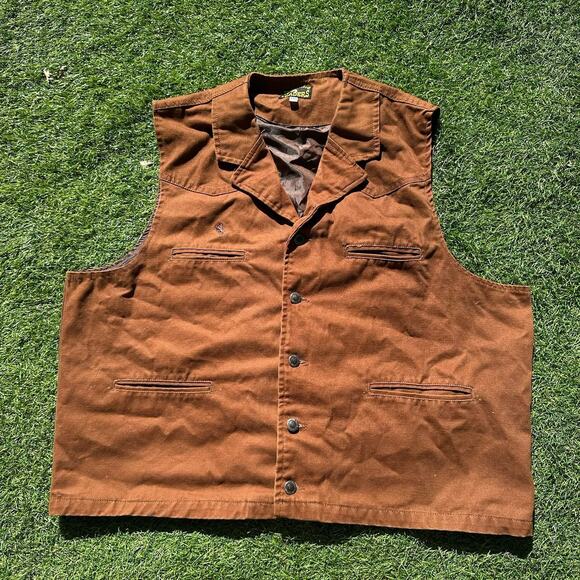 Wyoming‎ Traders Vest Mens XXXL Canvas Snap Up Western Rodeo Rancher Brown - Picture 1 of 9